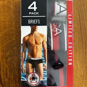 Nautica Men's Limited Edition Black and Red Briefs - 4 Pack Small